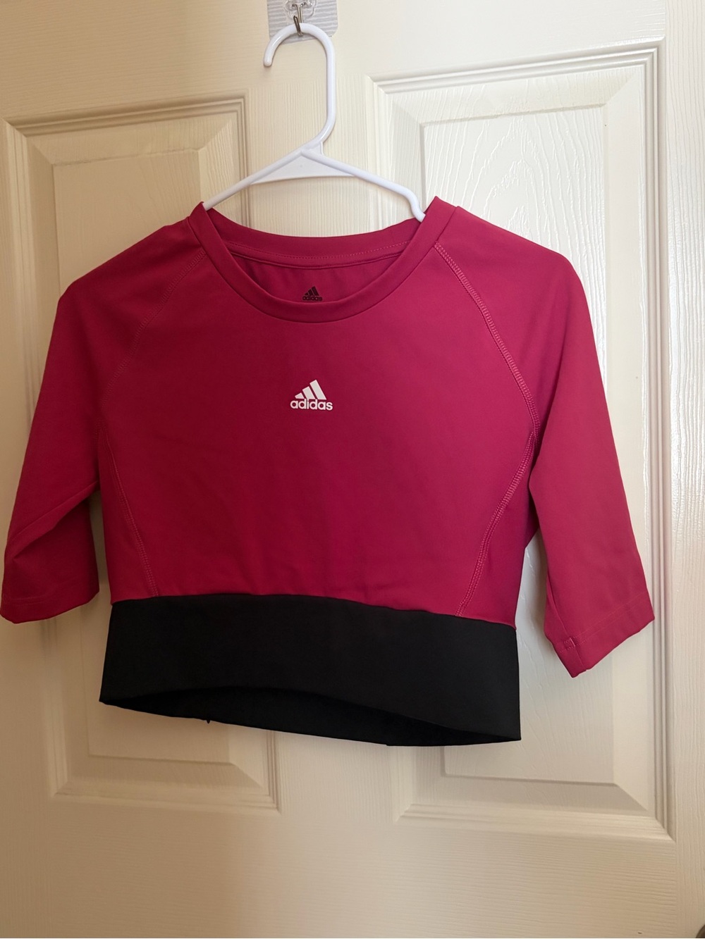 adidas Pink and Black Cropped Athletic Sweatshirt